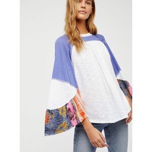 Free People We the Free Friday Fever Mixed Pattern Boho Top Size S